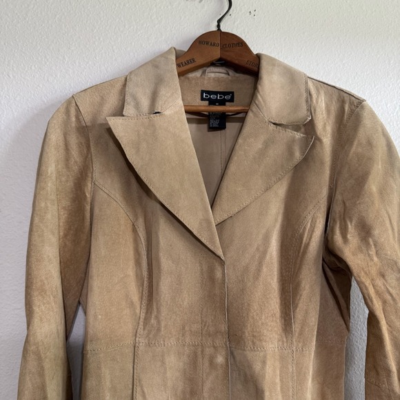 Bebe Braided Fringe Jacket Womens Medium Genuine Leather Snap Western Cowgirl - Picture 3 of 15